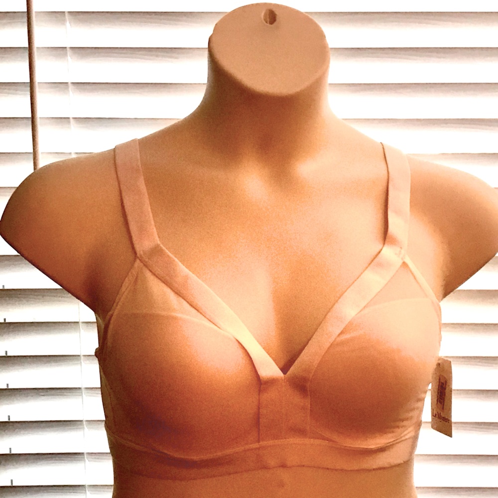 NWOT Le Mystere Beige / Pink Mesh Underwire Bra XL